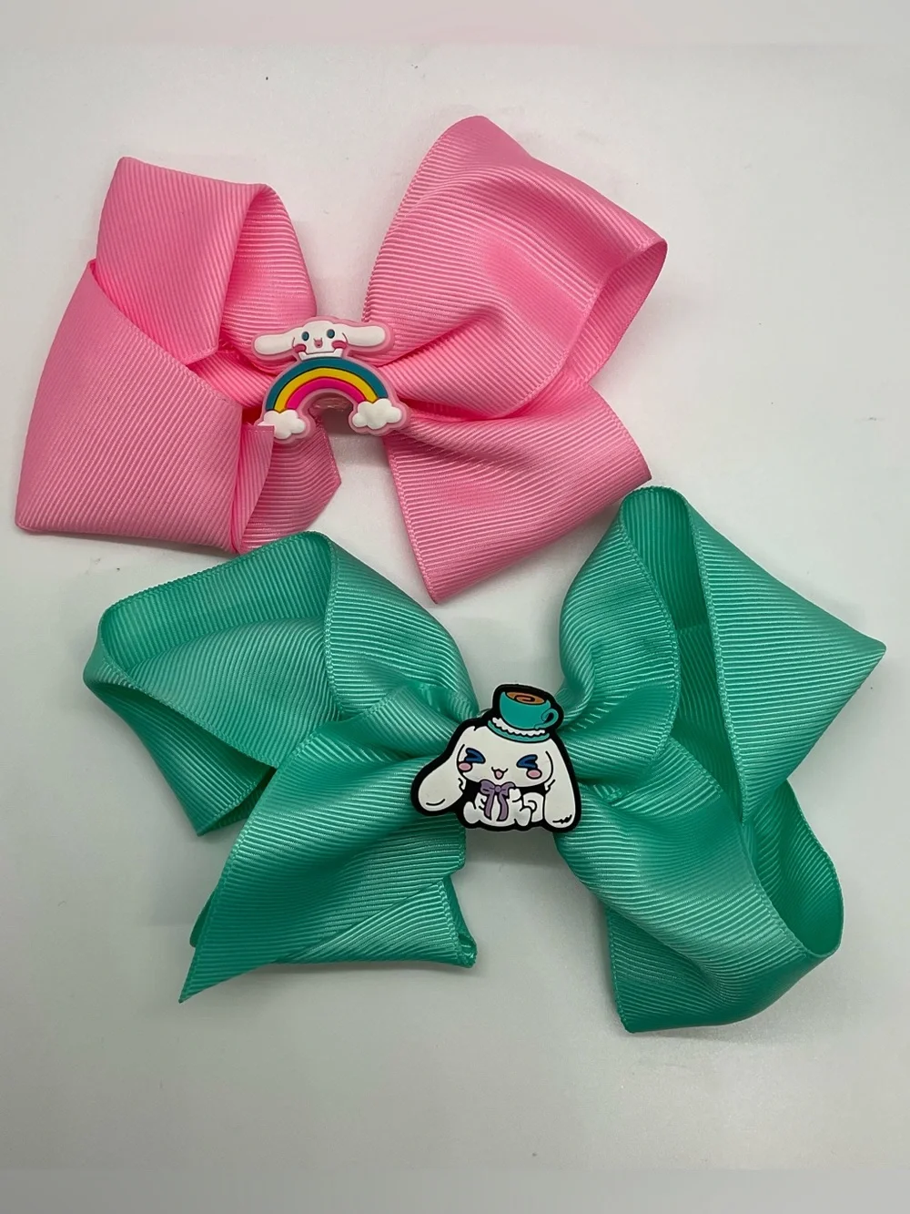 Pair of CINNAMOROLL SANRIO Ribbon Hair Bows in Pink & Mint Green Handmade